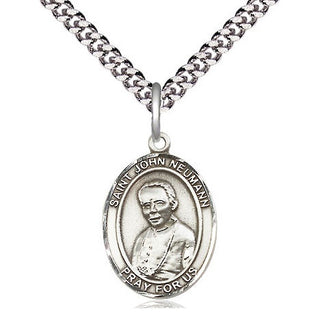 Sterling Silver Saint John Neumann Medal Religious Jewelry Engraved Catholic Saint Jewelry