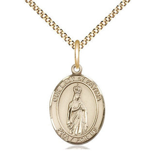 14kt Gold Filled Our Lady of Fatima Medal Religious Jewelry Engraved Catholic Saint Jewelry