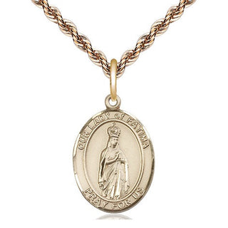 14kt Gold Filled Our Lady of Fatima Medal Religious Jewelry Engraved Catholic Saint Jewelry