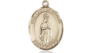 14kt Gold Our Lady of Fatima Medal Engraved Catholic Saint Jewelry