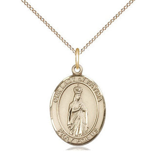 14kt Gold Our Lady of Fatima Medal Engraved Catholic Saint Jewelry