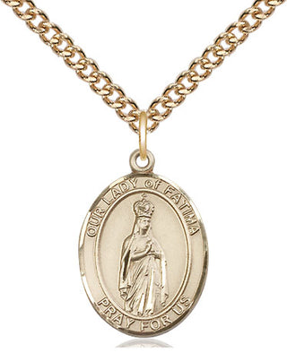 14kt Gold Our Lady of Fatima Medal Engraved Catholic Saint Jewelry