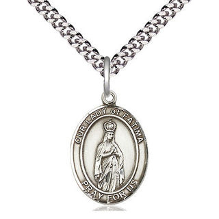 Sterling Silver Our Lady of Fatima Medal Religious Jewelry Engraved Catholic Saint Jewelry