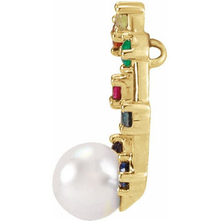 14K Yellow Akoya Cultured Pearl Hold You Forever Rainbow Baby Necklace Center