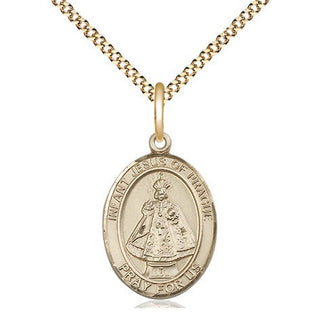 14kt Gold Filled Infant of Prague Medal Religious Jewelry Engraved Catholic Saint Jewelry