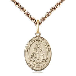 14kt Gold Filled Infant of Prague Medal Religious Jewelry Engraved Catholic Saint Jewelry