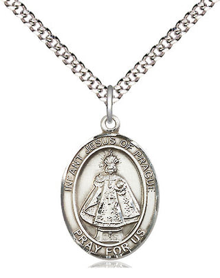 Sterling Silver Infant of Prague Medal Religious Jewelry Engraved Catholic Saint Jewelry