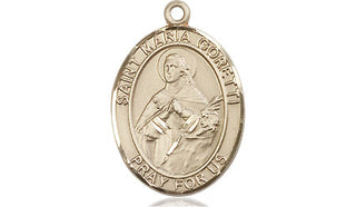 14kt Gold Filled Saint Maria Goretti Medal Engraved Catholic Saint Jewelry