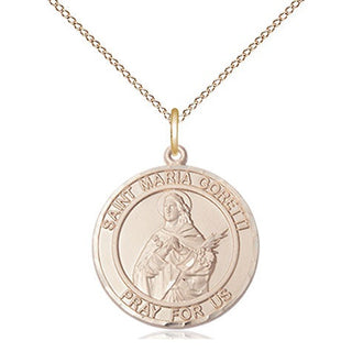 14kt Gold Filled Saint Maria Goretti Medal Religious Jewelry Engraved Catholic Saint Jewelry