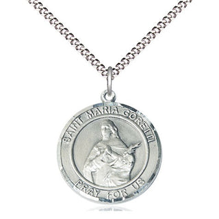 Sterling Silver Saint Maria Goretti Medal Religious Jewelry Engraved Catholic Saint Jewelry