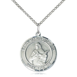 Sterling Silver Saint Maria Goretti Medal Religious Jewelry Engraved Catholic Saint Jewelry