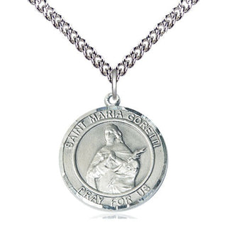 Sterling Silver Saint Maria Goretti Medal Religious Jewelry Engraved Catholic Saint Jewelry