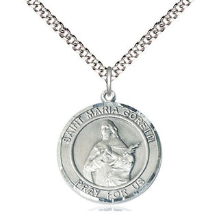 Sterling Silver Saint Maria Goretti Medal Religious Jewelry Engraved Catholic Saint Jewelry