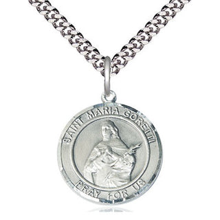Sterling Silver Saint Maria Goretti Medal Religious Jewelry Engraved Catholic Saint Jewelry