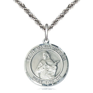 Sterling Silver Saint Maria Goretti Medal Religious Jewelry Engraved Catholic Saint Jewelry