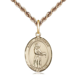 14kt Gold Saint Petronille Medal Engraved Catholic Saint Jewelry