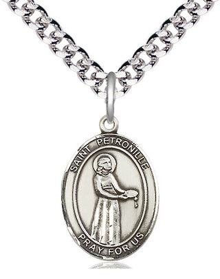 Pewter Saint Petronille Medal Religious Jewelry Engraved Catholic Saint Jewelry