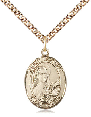 14kt Gold Filled Saint Therese of Lisieux Medal Religious Jewelry Engraved Catholic Saint Jewelry