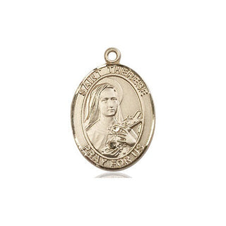 14kt Gold Saint Therese of Lisieux Medal Engraved Catholic Saint Jewelry