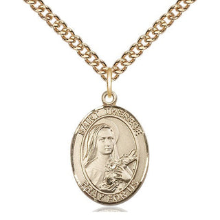 14kt Gold Saint Therese of Lisieux Medal Engraved Catholic Saint Jewelry
