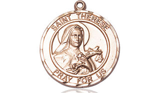 14kt Gold Filled Saint Therese of Lisieux Medal Engraved Catholic Saint Jewelry