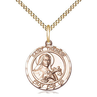 14kt Gold Filled Saint Therese of Lisieux Medal Religious Jewelry Engraved Catholic Saint Jewelry
