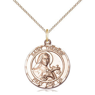 14kt Gold Filled Saint Therese of Lisieux Medal Religious Jewelry Engraved Catholic Saint Jewelry