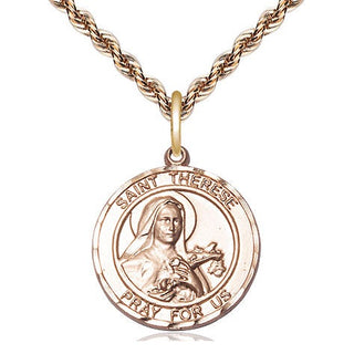 14kt Gold Filled Saint Therese of Lisieux Medal Religious Jewelry Engraved Catholic Saint Jewelry