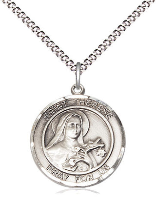 Pewter Saint Therese of Lisieux Medal Religious Jewelry Engraved Catholic Saint Jewelry