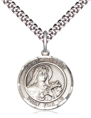 Pewter Saint Therese of Lisieux Medal Religious Jewelry Engraved Catholic Saint Jewelry