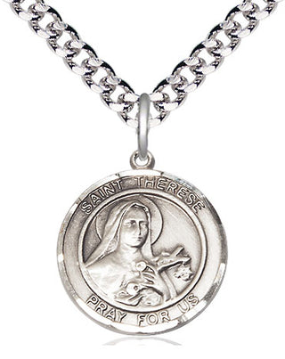 Pewter Saint Therese of Lisieux Medal Religious Jewelry Engraved Catholic Saint Jewelry