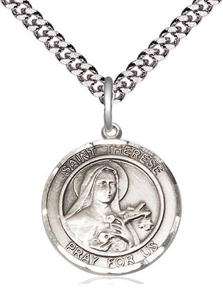 Sterling Silver Saint Therese of Lisieux Medal Religious Jewelry Engraved Catholic Saint Jewelry