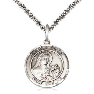 Sterling Silver Saint Therese of Lisieux Medal Religious Jewelry Engraved Catholic Saint Jewelry