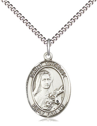 Sterling Silver Saint Therese of Lisieux Medal Religious Jewelry Engraved Catholic Saint Jewelry