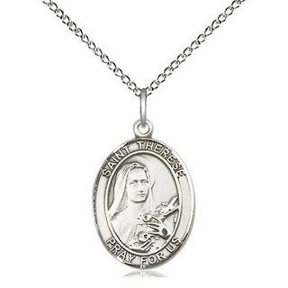 Sterling Silver Saint Therese of Lisieux Medal Religious Jewelry Engraved Catholic Saint Jewelry