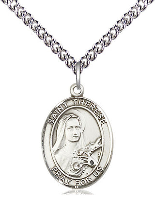 Sterling Silver Saint Therese of Lisieux Medal Religious Jewelry Engraved Catholic Saint Jewelry