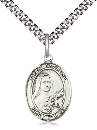 Sterling Silver Saint Therese of Lisieux Medal Religious Jewelry Engraved Catholic Saint Jewelry