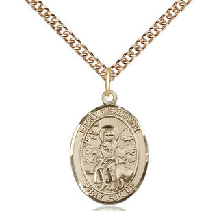 14kt Gold Filled Saint Germaine Cousin Medal Religious Jewelry Engraved Catholic Saint Jewelry