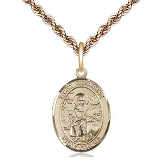 14kt Gold Filled Saint Germaine Cousin Medal Religious Jewelry Engraved Catholic Saint Jewelry