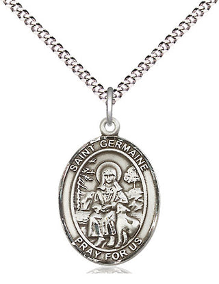 Pewter Saint Germaine Cousin Medal Religious Jewelry Engraved Catholic Saint Jewelry