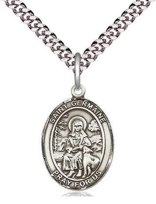 Pewter Saint Germaine Cousin Medal Religious Jewelry Engraved Catholic Saint Jewelry