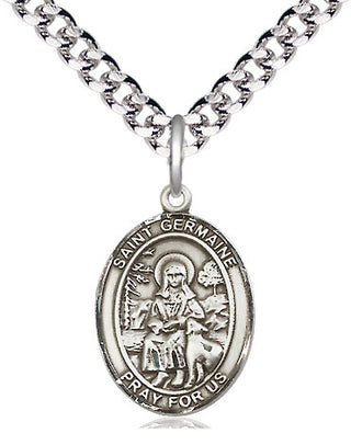 Pewter Saint Germaine Cousin Medal Religious Jewelry Engraved Catholic Saint Jewelry