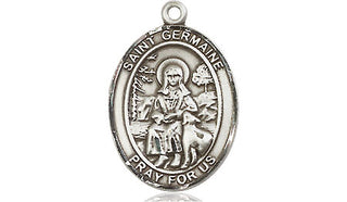 Sterling Silver Saint Germaine Cousin Medal Religious Jewelry Engraved Catholic Saint Jewelry