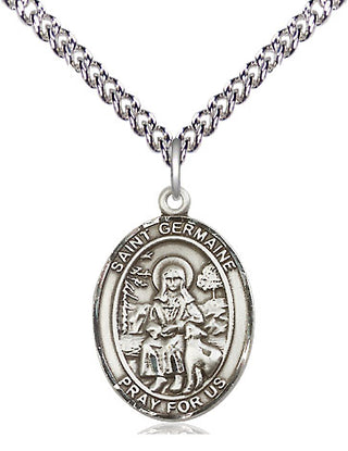 Sterling Silver Saint Germaine Cousin Medal Religious Jewelry Engraved Catholic Saint Jewelry