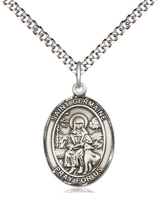 Sterling Silver Saint Germaine Cousin Medal Religious Jewelry Engraved Catholic Saint Jewelry