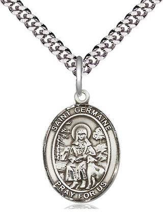 Sterling Silver Saint Germaine Cousin Medal Religious Jewelry Engraved Catholic Saint Jewelry