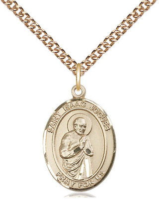 14kt Gold Filled Saint Isaac Jogues Medal Religious Jewelry Engraved Catholic Saint Jewelry
