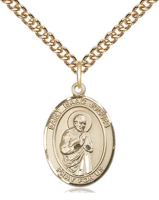 14kt Gold Saint Isaac Jogues Medal Engraved Catholic Saint Jewelry