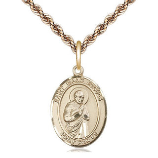 14kt Gold Saint Isaac Jogues Medal Engraved Catholic Saint Jewelry