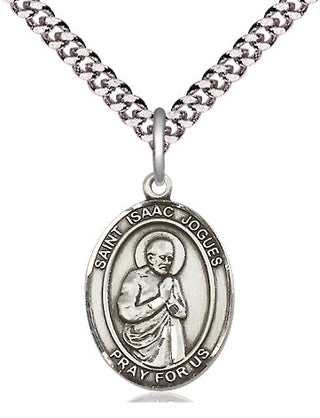 Pewter Saint Isaac Jogues Medal Religious Jewelry Engraved Catholic Saint Jewelry